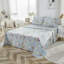Literie 100 % coton égyptien, 4 pièces, style vintage classique luxueux, motif floral coloré bleu clair, draps doux et respirants, cadeau de Noël.-128817905-130902026