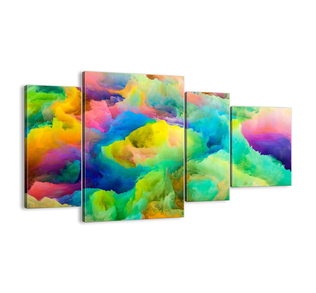 4-tlg. Leinwandbilder-Set - Grafikdruck â€žRainbow Fluffâ€�