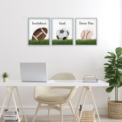 «Have A Ball Team Sports», ensemble de 3 giclées encadrées, design par Christine Simpson Art