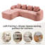 Canapé modulaire en forme de L sans accoudoirs en chenille avec accoudoirs courbés et 4 coussins en chenille-459574918