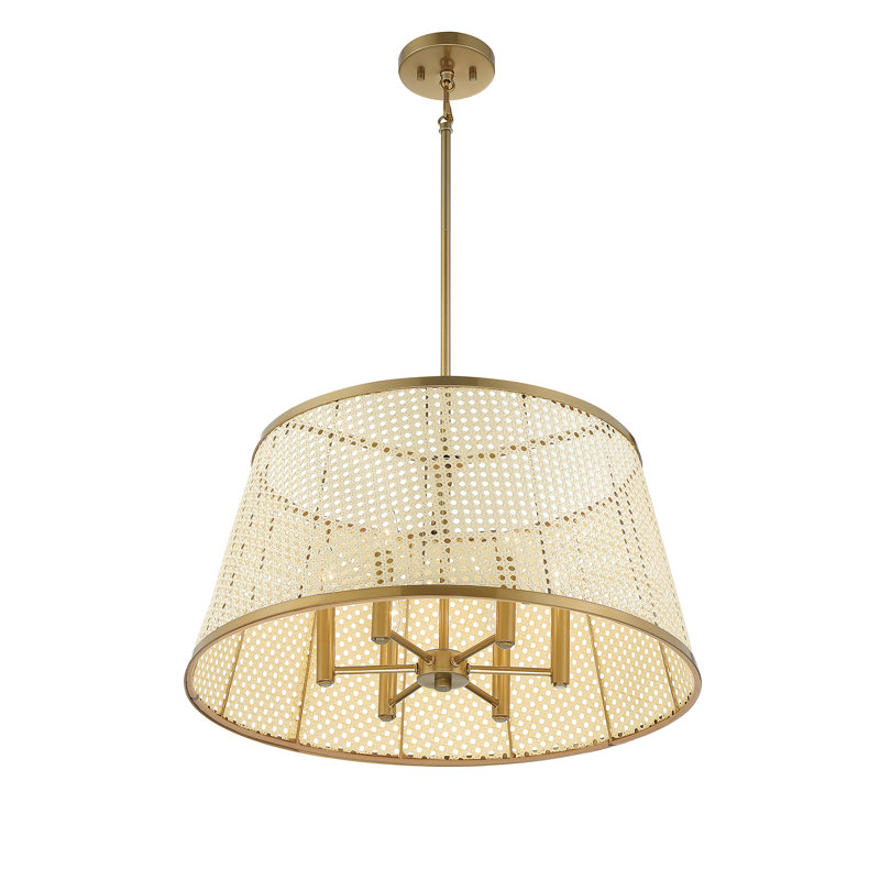 Luminaire suspendu 6 lumières Hampson en laiton naturel et bruni