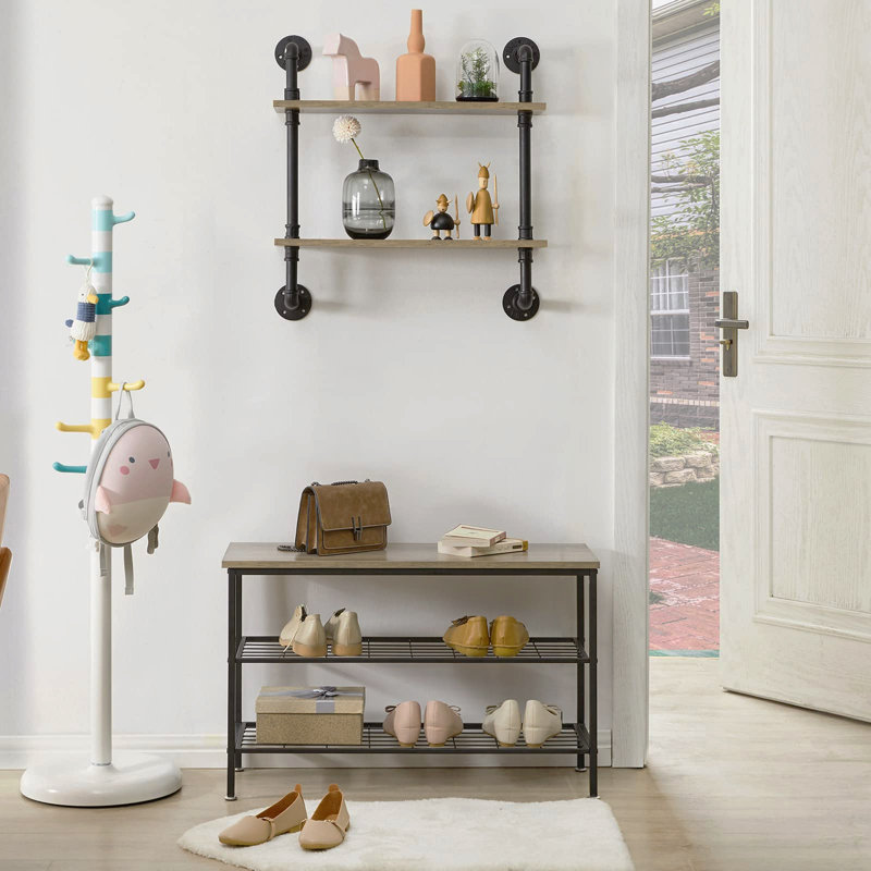 8 Pair Shoe Rack, Greige Black