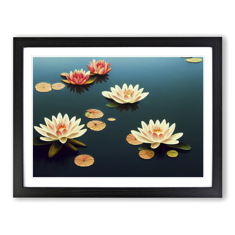Water Lily Pond - Framed Print, Black Framed, 46cm H x 64cm W x 2cm D
