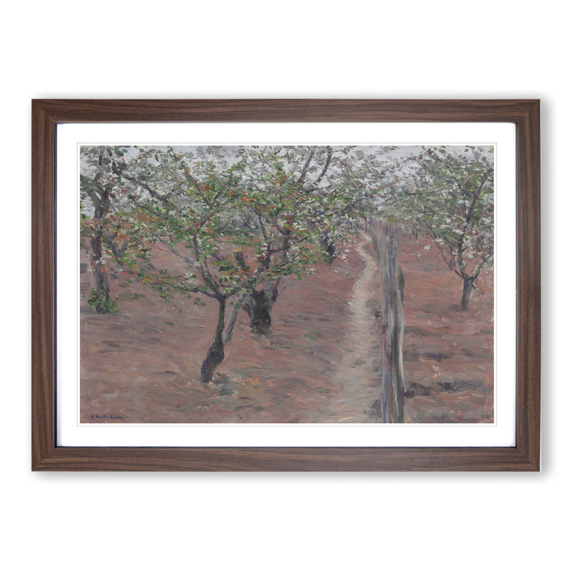 Orchard in Bloom by Gustave Caillebotte - Picture Frame Painting, 27cm H x 36cm W x 2cm D, Walnut Framed