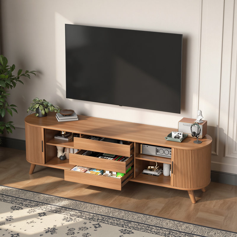 Meuble télé 71 po Mid-Century avec tablettes réglables