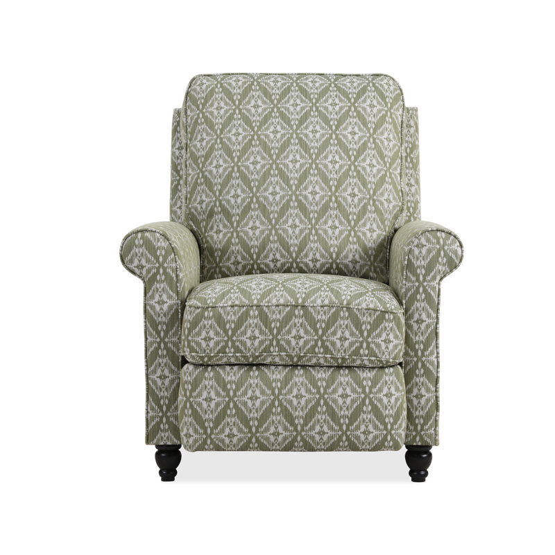 Leni Upholstered Recliner, Pistachio Green Ikat