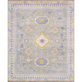Khotan Hand Knotted Wool Oriental Area Rug in Blue/Yellow