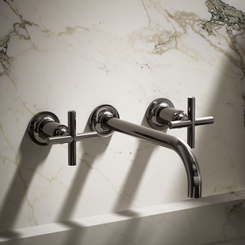 Purist® Wall Mounted Bathroom Faucet, Vibrant Titanium, Cross Handle