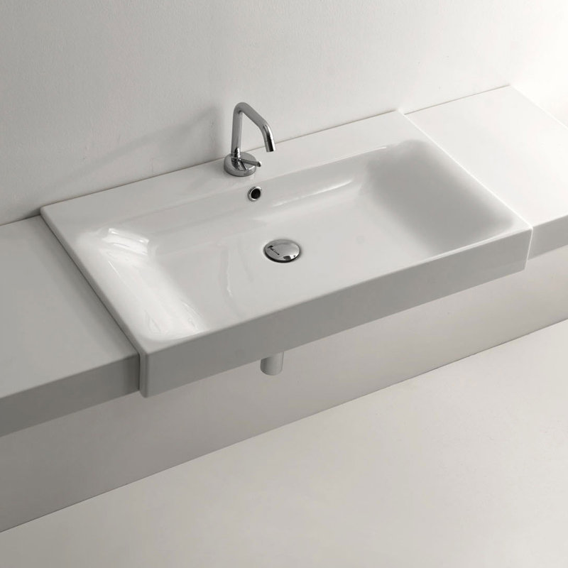Lavabo de salle de bain semi-encastré en céramique Cento