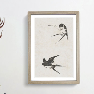 Two Swallows by Sakai Hoitsu - Picture Frame Painting Print on MDF