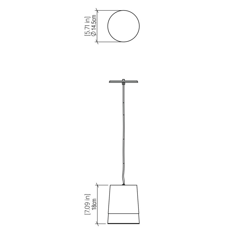 Luminaire suspendu 1 lumière Cônico, Noyer américain, Noyer américain