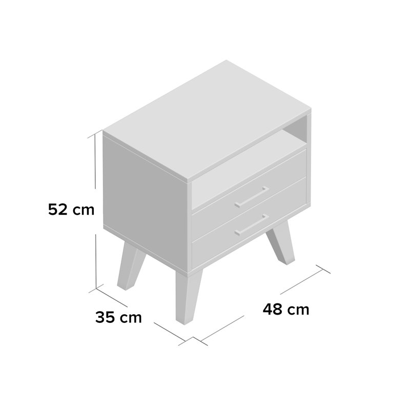 Oslo 48cm W Solid Wood Bedside Table