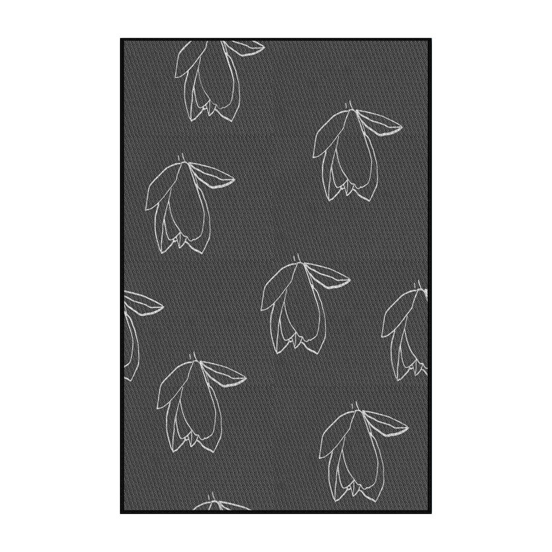 Tissé à la machine à partir de laine et de polyester gris foncé Tapis décoratif, Rectangle 3 pi x 5 pi