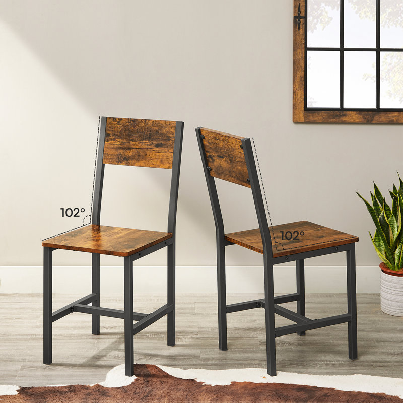 Ajayceon Upholstered Slat Back Parsons Chair, Matte Black, Brown/Black