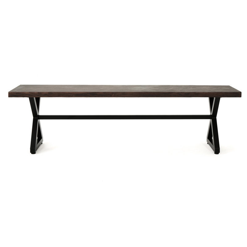 Banc moderne en aluminium industriel pour l'extérieur, option de couleur brune et banc de salle à manger en acier, brun, 64,85 po x 14,94 po 17,78 po