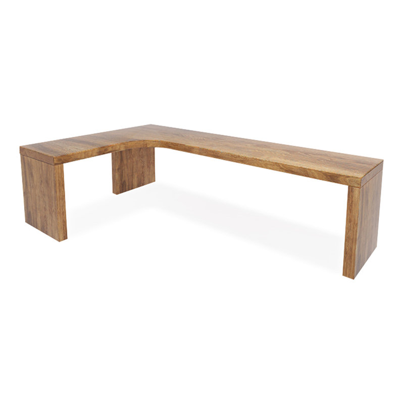 Bureau en bois massif en L Burlywood, Orienté à gauche (vu de face), H 29,53 po x l 86,61 po x P 55,12 po