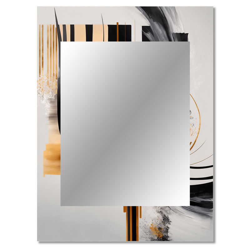 Gold Touch Art Deco III - miroir abstrait, miroir mural décoratif moderne, art imprimé en métal, 40 po x 30 po