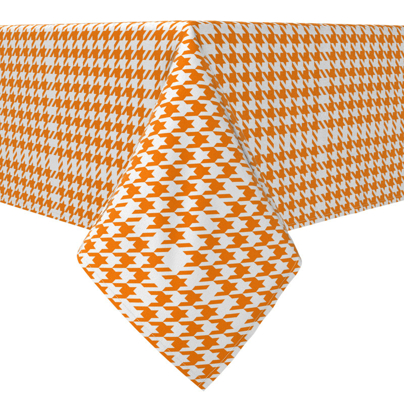 Rectangular Tablecloth, 100% Cotton, 60X104", Orange Houndstooth Design