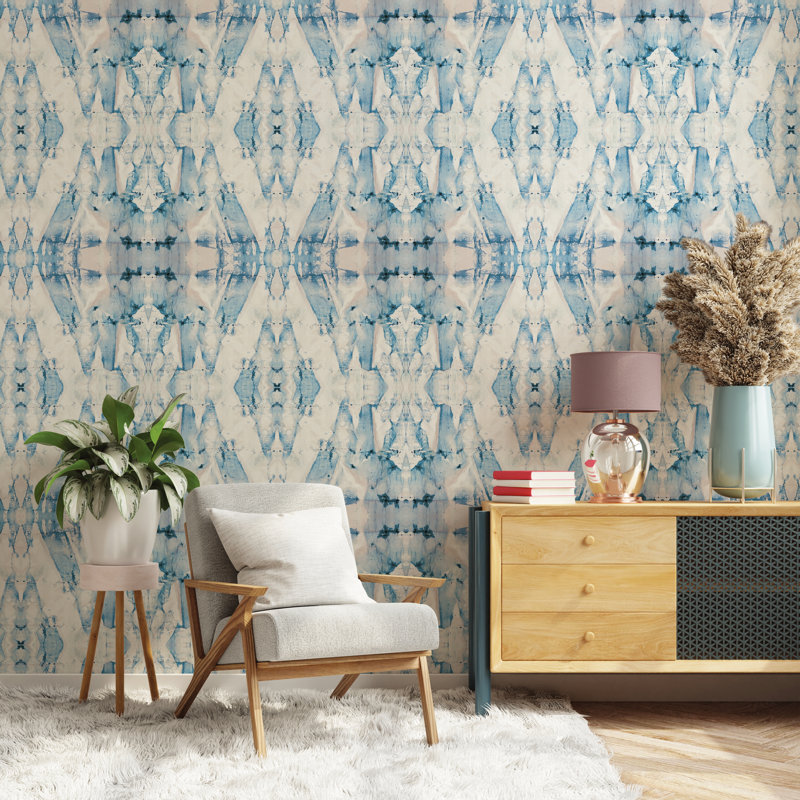 Papier peint adhésif en cobalt avec miroir