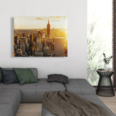 New York City at Sunset - Building Gray Canvas Home Decor