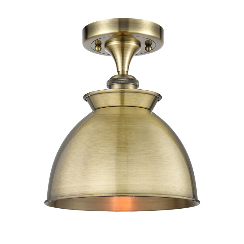 Plafonnier semi-encastré 1 lumière 8,5 po Erastus, Non, Laiton antique, Laiton antique