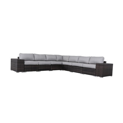 Fully Assembled Outdoor Lounge Group With Grey Mix Cushions, Modern Design, And Stain , Water - Proof Covers, Easy Maintenance Sectional 15 Soft No Setup Required, Strong Aluminum Frame, Weather