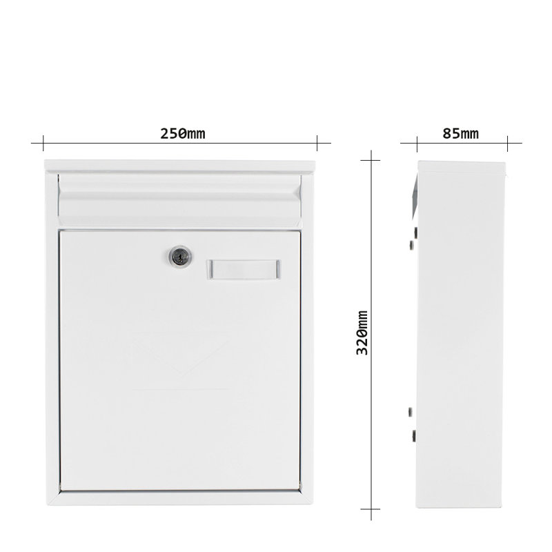 Truvy Steel Wall Mounted Letter Box, White