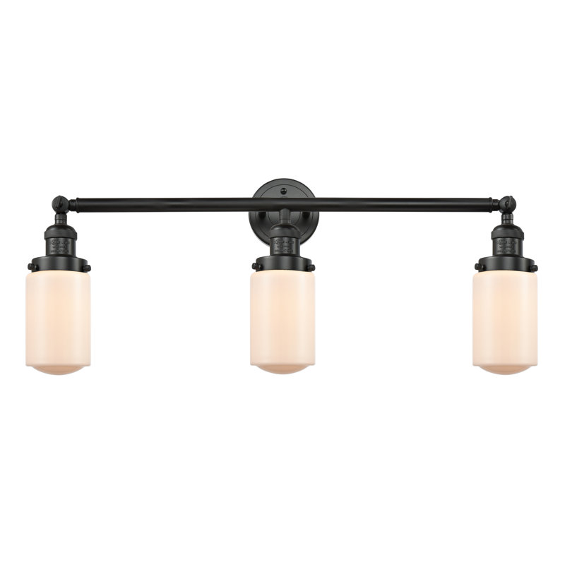 Éclairage pour salle de bain 3 lumières Saroyan, Ampoule incandescente rétro de 60 watts, Blanc mat, Noir mat