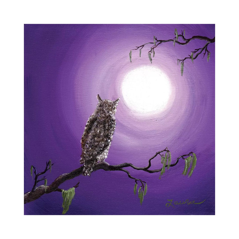 Owl On Mossy Branch by Laura Iverson - Wrapped Canvas Print, 66.04 cm H x 66.04 cm W x 3.175 cm D