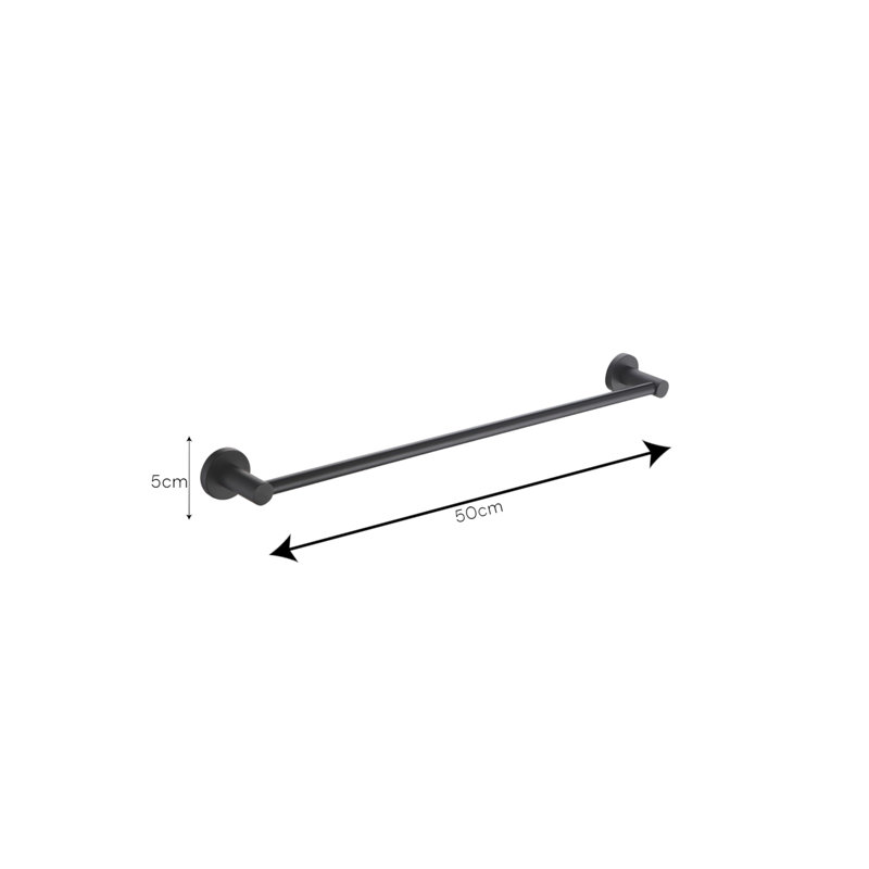 Abhainn 50cm 1 Towel Bar, Black