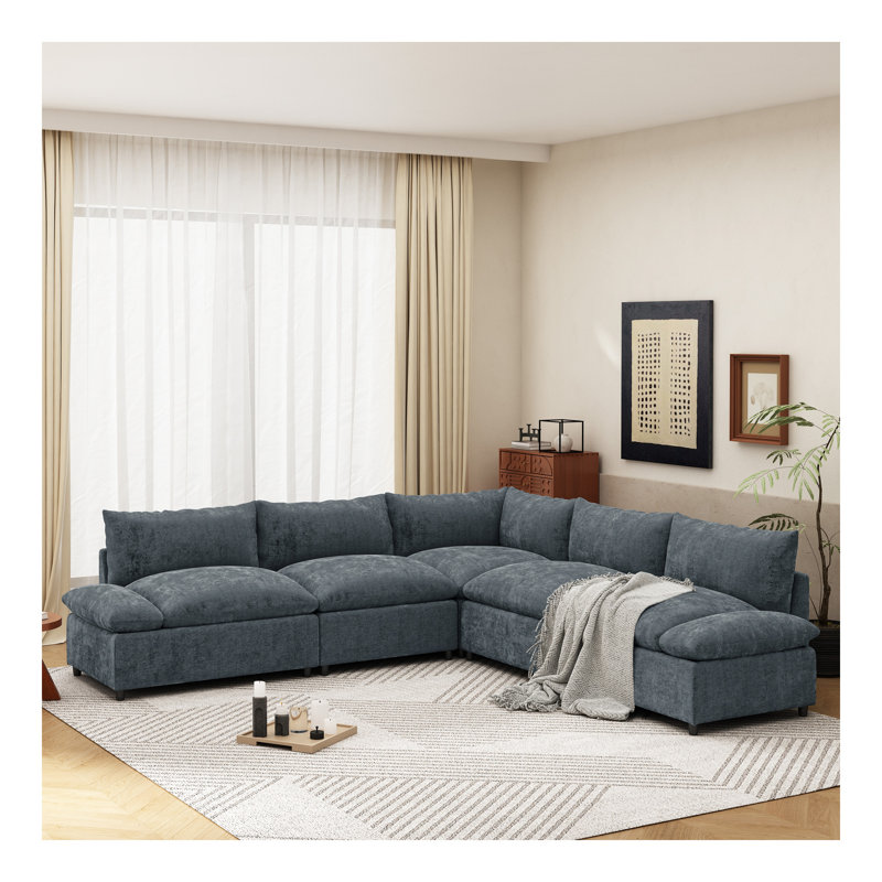 Canapé modulaire gris foncé modulaire avec revêtement en polyester durable, coussins moelleux, compartiments de rangement cachés et conception polyvalente pour le salon, le salon ou le bureau