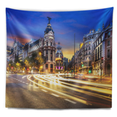 Cityscape madrid city centre tapestry
