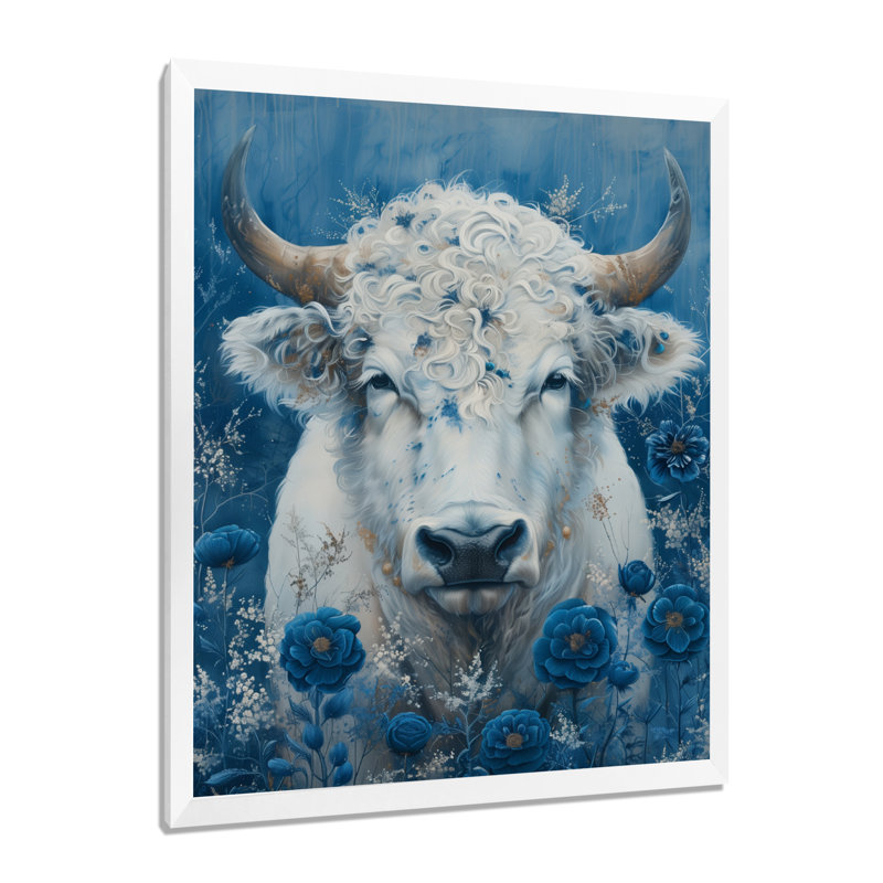 Art mural blanc et bleu cosmique, H 44 po x l 34 po x P 1,5 po, Toile encadrée blanche avec une seule photo