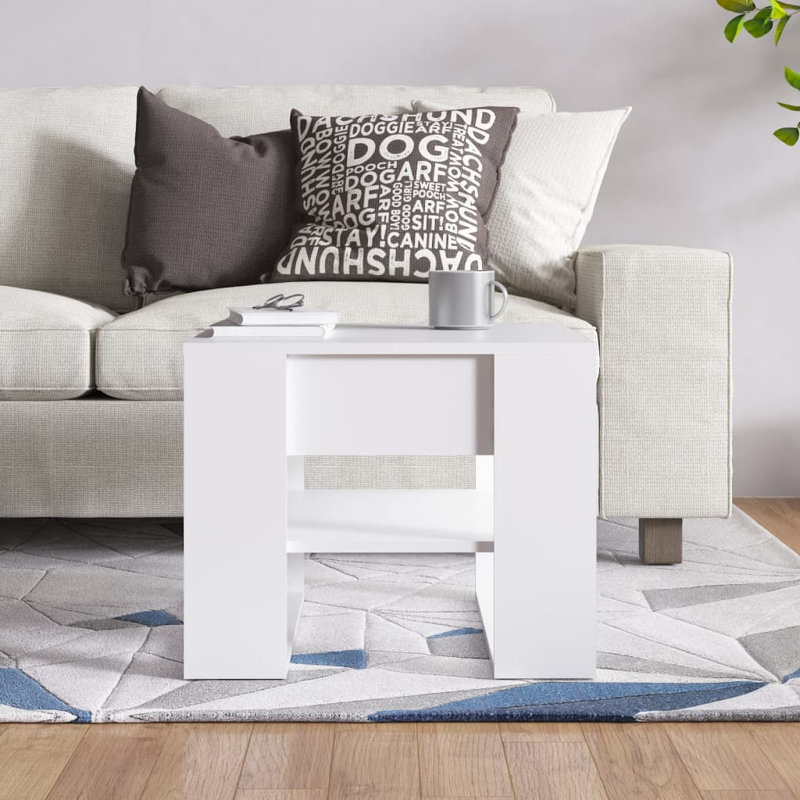 Table basse simple avec rangement Wesleyan, Blanc