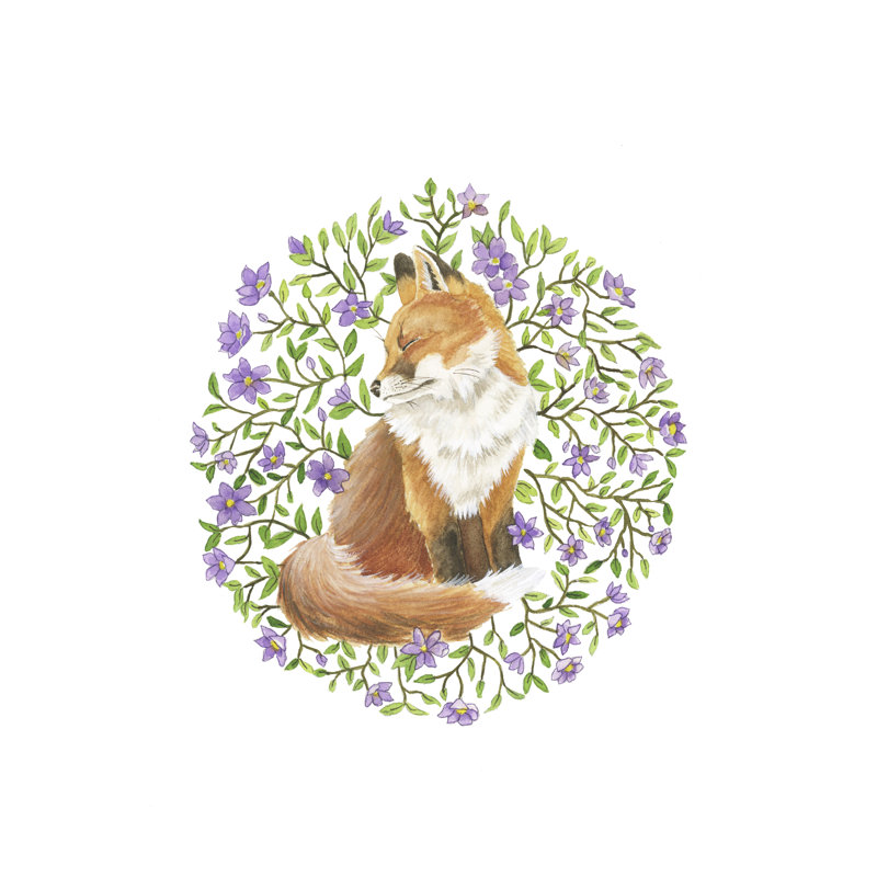 «Fox 1» par Leah Tedesco sur, Pas de tapis, H 18 po x l 12 po, Toile tendue