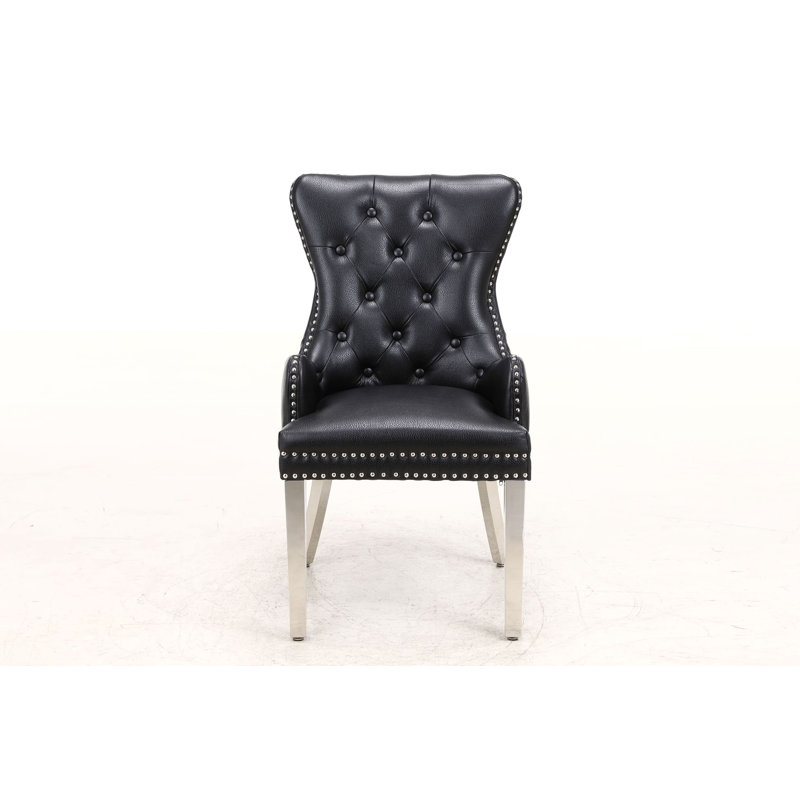 A Pair Of (X2) Leather Aire Rebecca Dining Chairs, Black