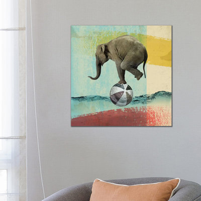 Balance Elephant 1 Piece Wrapped Canvas Wall Art