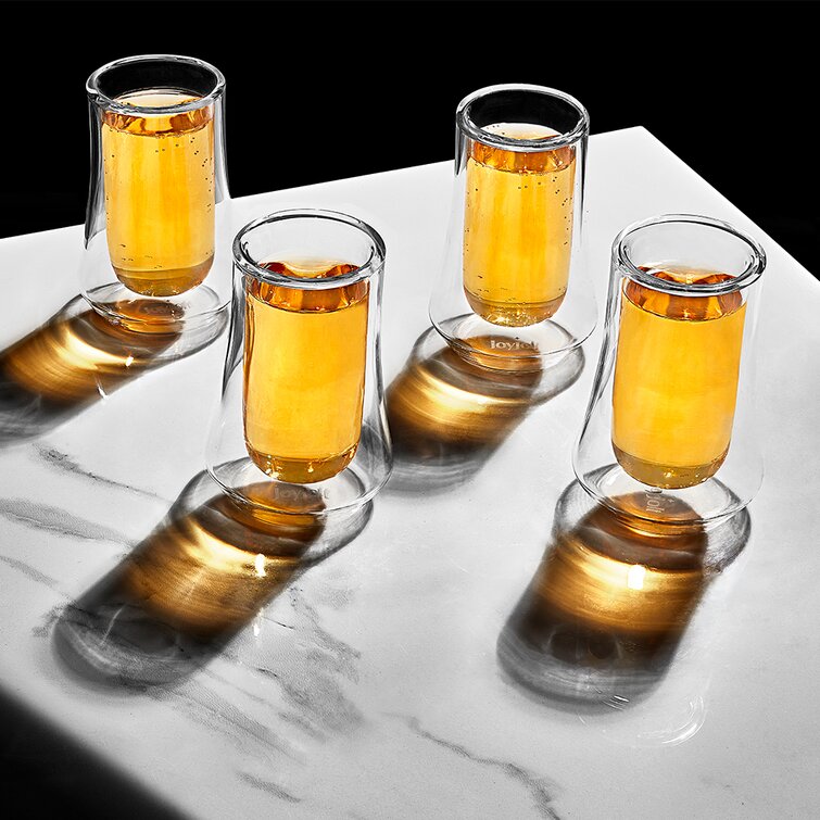 JoyJolt 4 - Piece 2oz. Borosilicate Glass Double Wall Glass Glassware Set