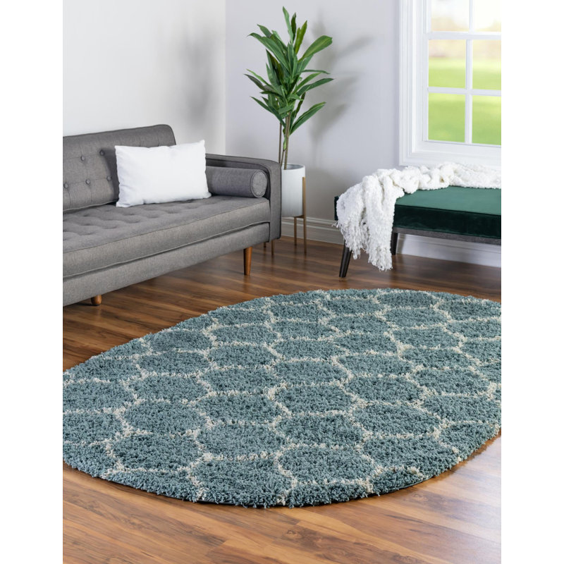 Geometric Indoor Rug, Oval 5'3" x 8'