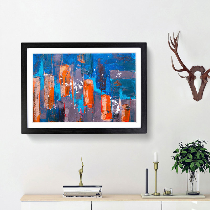 Abstract Art Painting Vol.13 by S.Johnson - Picture Frame Painting Print, 48cm H x 65cm W x 2cm D, Black Framed