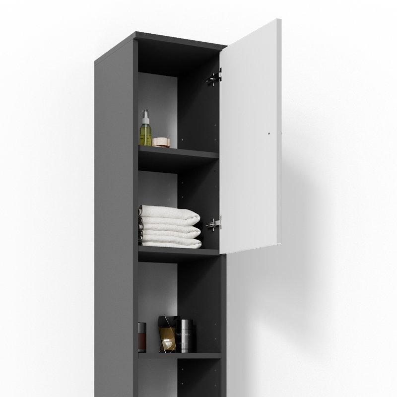 Villareal Freestanding Linen Cabinet, Anthracite/White