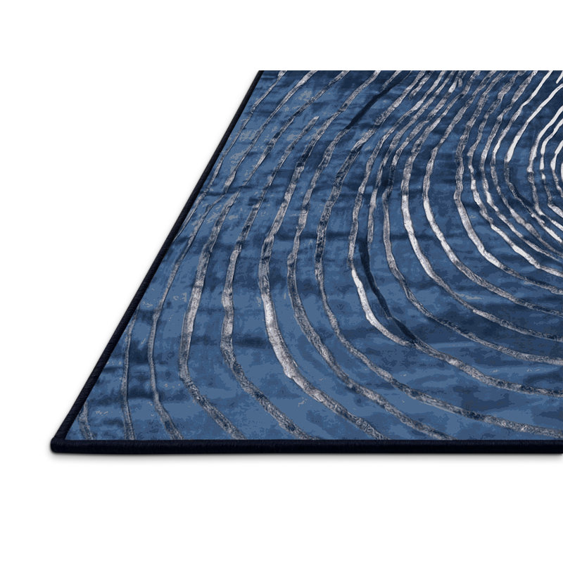Tapis gris soyeux et moelleux, Rond 3 pi