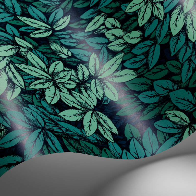 Foglie e Civette Floral Wallpaper Roll, Viridian