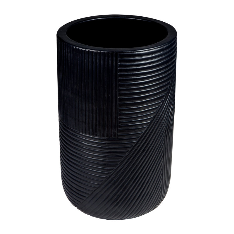 Provenance Signature Handmade Ceramic Planter, Gloss Coal