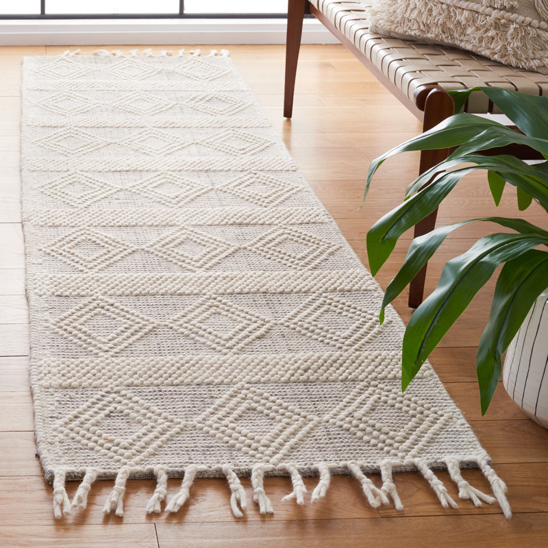 Natura Flat Weave Wool Geometric Rug, Runner 2'3" x 8'
