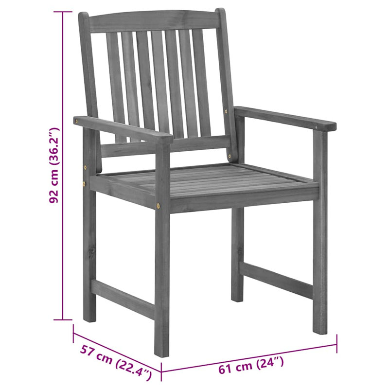 2 chaises de patio avec coussins vidaXL en bois d'acacia massif gris, Beige, Gris/gris pâle