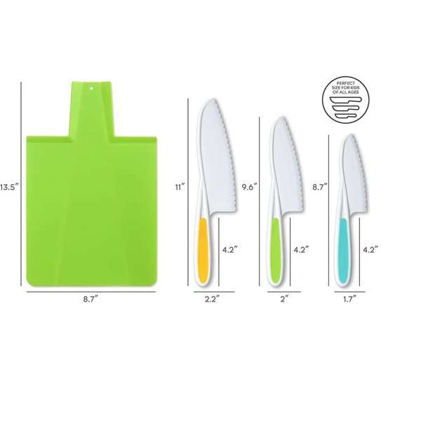 Plastic Kitchen Knife Set 3 Pieces 3 Colours for Kids, Safe Nylon Cooking  Knives for Children, for Lettuce or Salads or Cakes