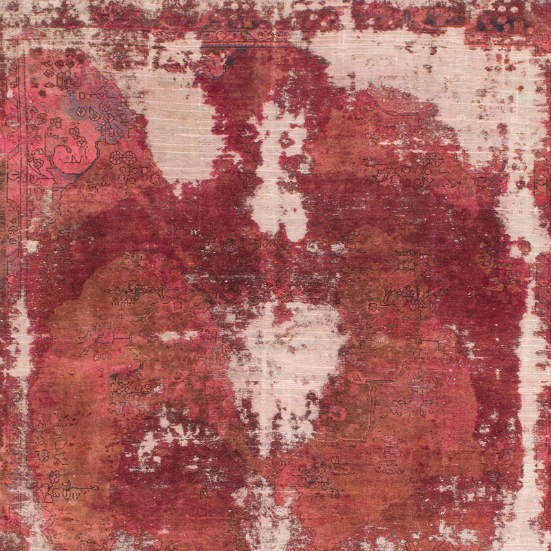 Tapis rouge en laine Power Loom, Carré 5 pi