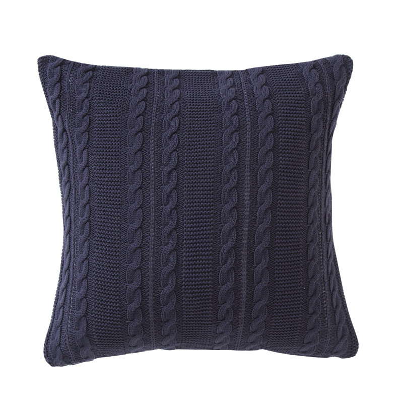 Dublin 18" x 18" Cable Knit Rectangular Decorative Pillow, Navy