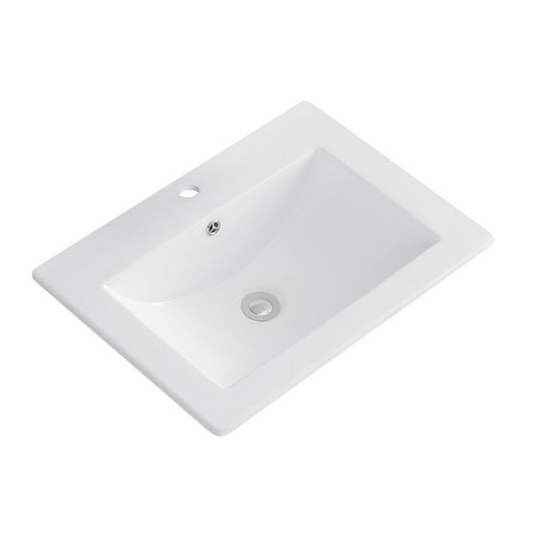 Vitreous China Rectangular Drop in Bathroom Sink with Overflow